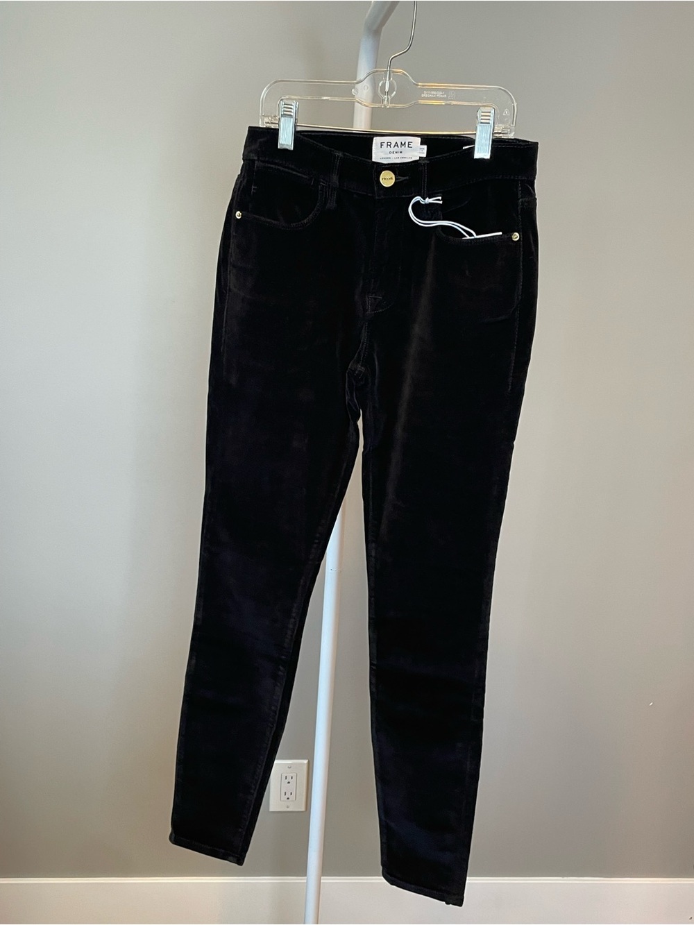 Frame Denim Black Velvet Skinny Jeans - 24 NWT